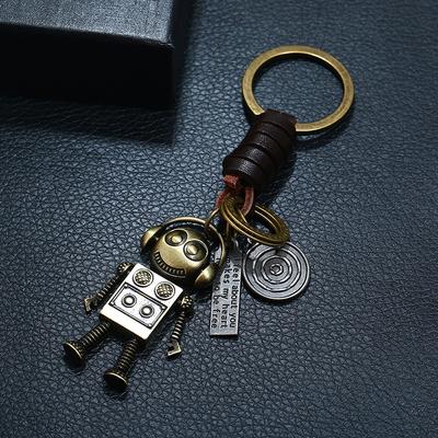 Забавный брелок-робот, металлический крутой брелок с винтовым корпусом для мужчин, парная сумка, подвеска, держатель для ключей в машину, креативный детский подарок своими руками