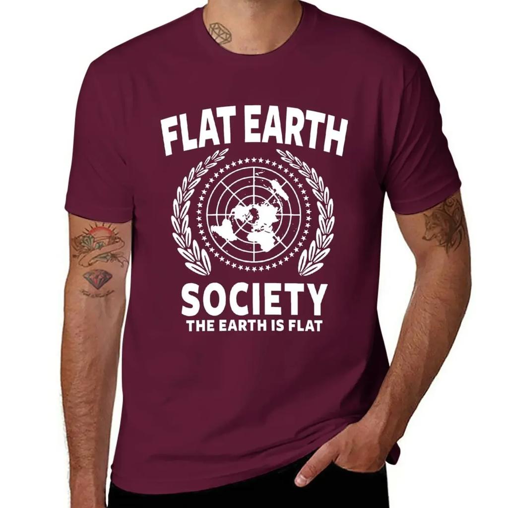 FLAT EARTH SHIRT, FLAT EARTH SOCIETY T-Shirt oversized summer top vintage clothes mens funny t shirts