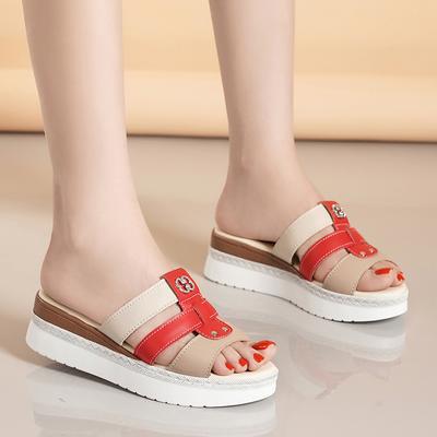 Женские тапочки-слайды, уличные цветные толстые тапочки, повседневные сандалии на толстой подошве для увеличения роста на платформе для мам