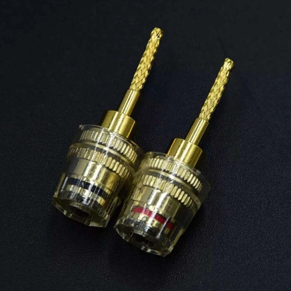 1Pair Copper Banana Plug Adapter 24K Gold Plated HIFI Cable Adapter for Speaker Terminals