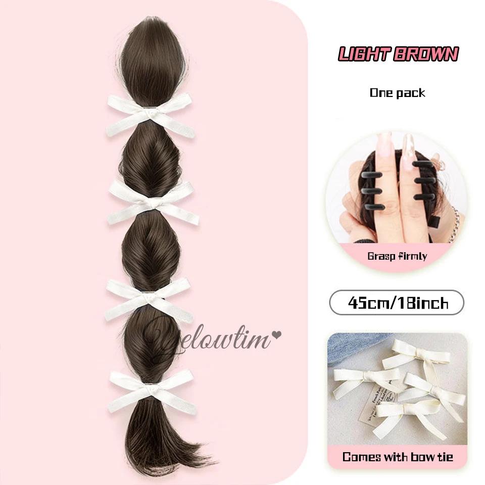 Синтетические волокнистые длинные косички для наращивания волос с резинкой 22 дюйма, боксерские плетеные волосы с небрежным пучком для женщин на каждый день