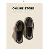 Autumn and Winter New Versatile Round Head Gold Buckle One Pedal Thick Heel Loafu Small Leather Shoes Women's Single Small Size 32