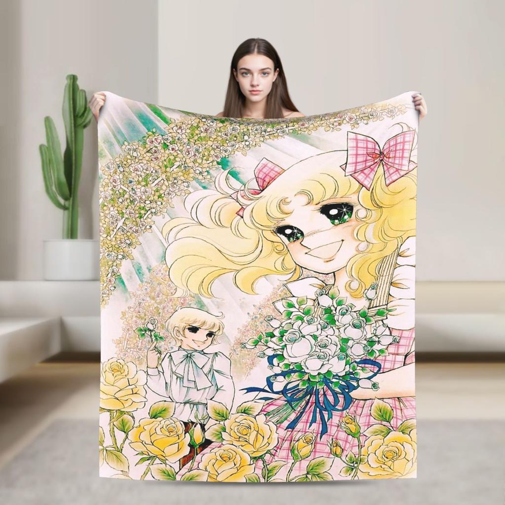 Candy Candy Anime Cartoon Fuzzy Blanket  Awesome Throw Blankets for Home 150*125cm Bedspread