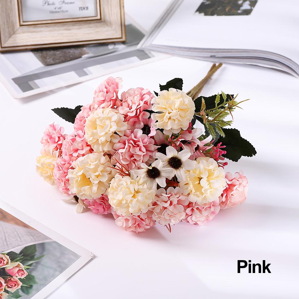 Bridal Bouquet Home Decoration Artificial Hydrangea Floral Arrangement Lifelike Plants Silk Daisy