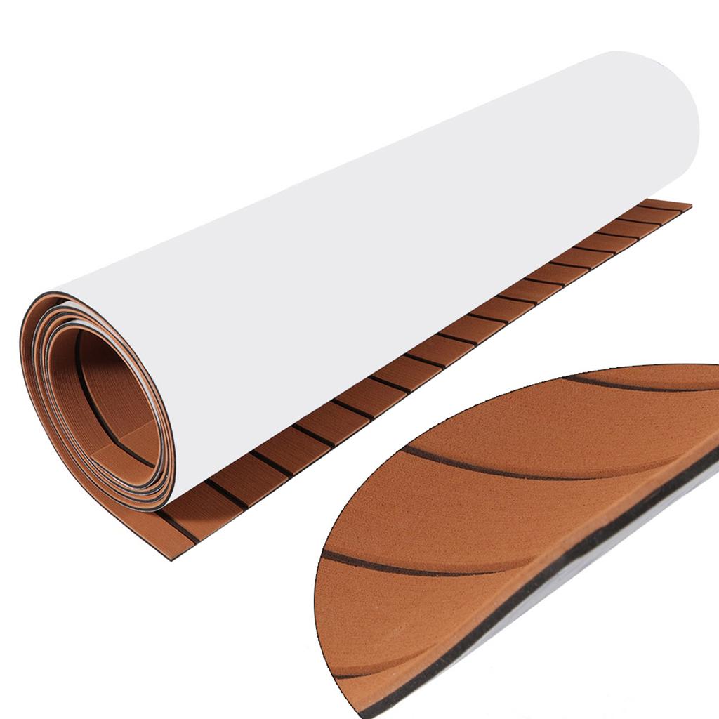 EVA Foam Teak Boat Decking Sheet Carpet Self-Adhesive Marine Yacht RV Boat Flooring Mats Decking Pad 94.5" x 35.4" Brown