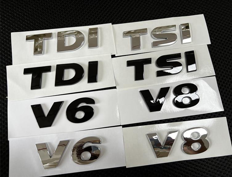 1pcs 3D ABS high quality V6 V8 TDI TSI car Letter BSDG Rear trunk Decals Emblem badge sticker Decal styling