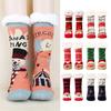 1 Pair Winter Floor Socks Thickened Fuzzy Plush Warmth Retention Christmas Print Leg Warmer Silicone Bottom Fall Winter Floor Socks Holiday Gift