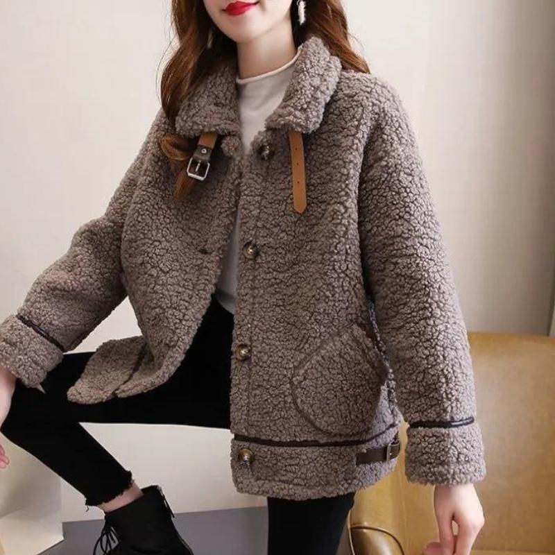 Женская зимняя куртка, женская шерстяная одежда, парки, свободная теплая верхняя одежда, утепленное пальто