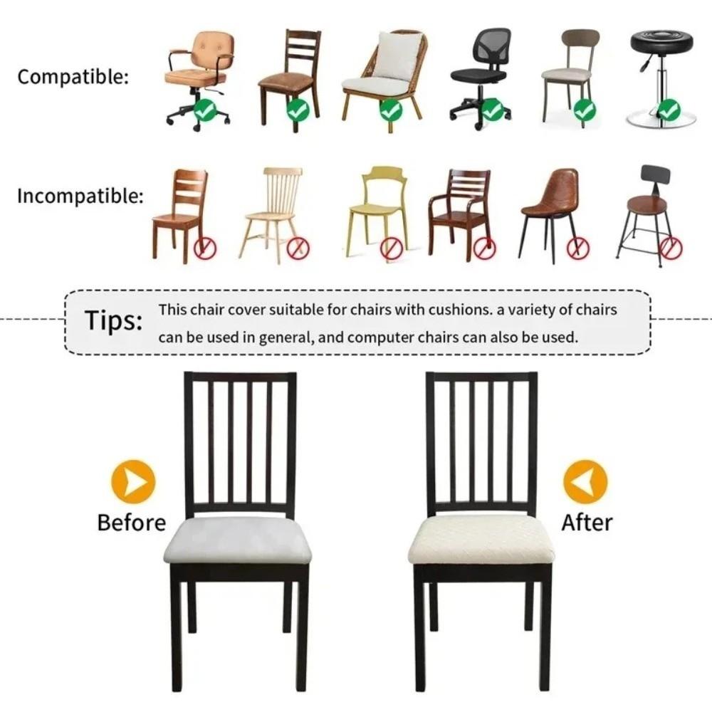 Solid Color Dining Chair Covers Diamond Grid Cushion Covers Chair Seat Cover  For Home  Office
