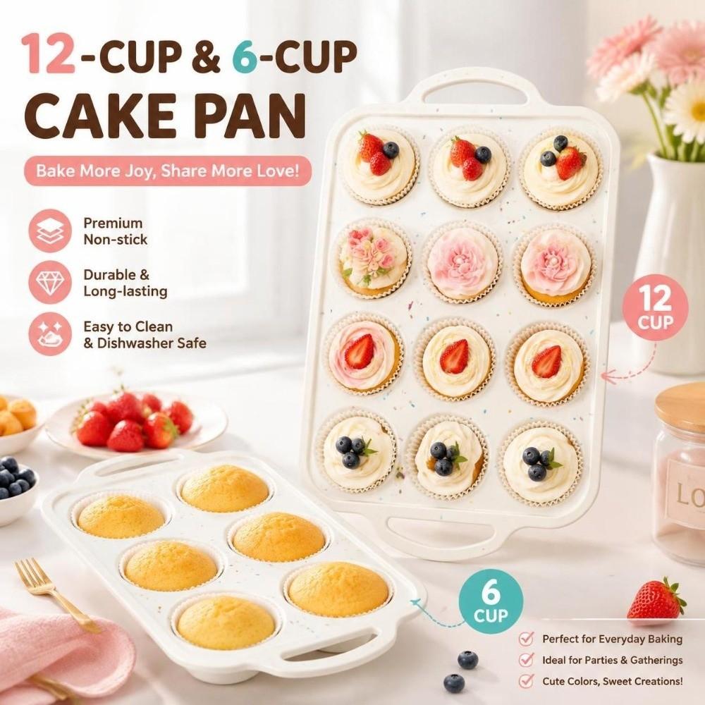 6-Cavity Silicone Cake Molds High Temperature Resistant Easy Release Molds Pastry Making
