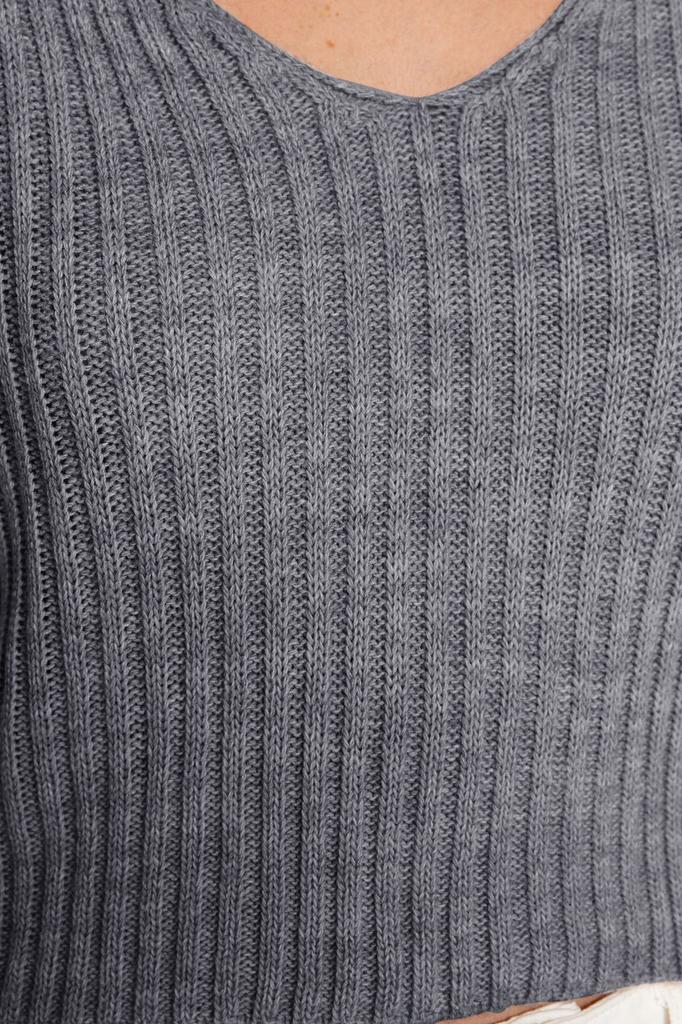 Женский элегантный свитер, оранжевый укороченный базовый трикотажный свитер с V-образным вырезом