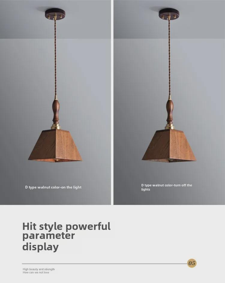 Nordic Style Black Walnut Retro Brass Chandelier for Restaurant or Bar