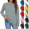 Women's Fashion Crew-neck Long Sleeve Hoodless Fleece Loose Solid Color Casual Hoodie