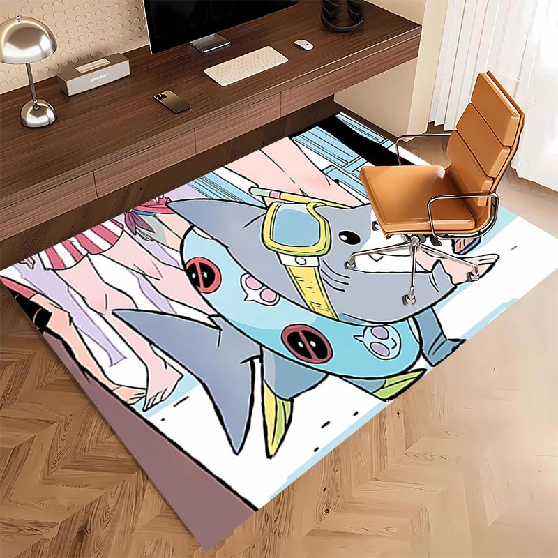 1pc Jeff the Land Shark5 Print Area Rug - Soft, Washable Non-Slip Indoor Mat, Living Room, Home Office Decorative Rug,Office Decorative