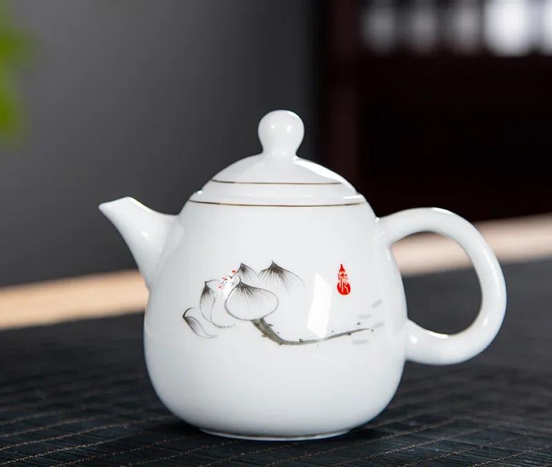 Белый Фарфоровый Чайник Изысканный Эмалированный Чайник Самовар Набор для Чая Пуэр Чайник для Заваривания Чая Исинские Глиняные Чайники