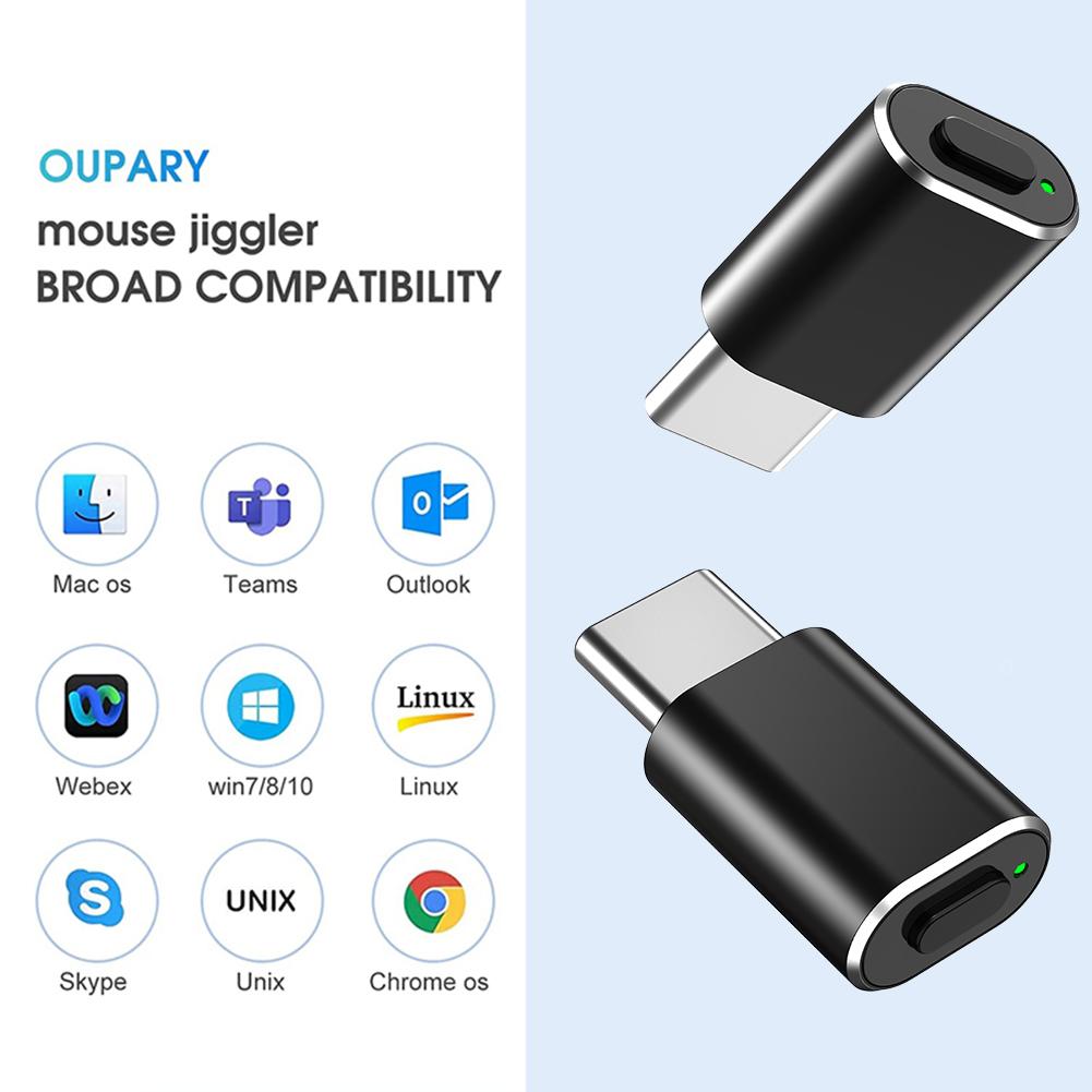 USB Type-C Mouse Jiggler Необнаружимый автоматический движитель Имитирует движение мыши для ПК-ноутбука Кнопка включения/выключения компьютера