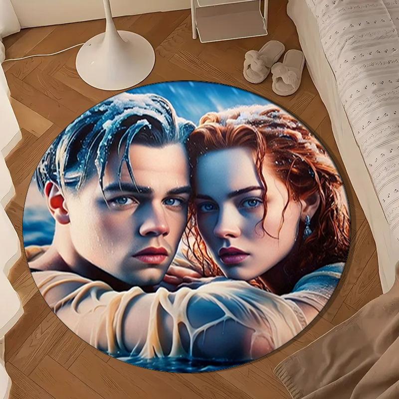 Love On The Tita-nic Round Rug for Livingroom,Bedroom, Palyroom, Chair Rug, Area rug, Circle Carpet, Large Size Fan Christmas gift