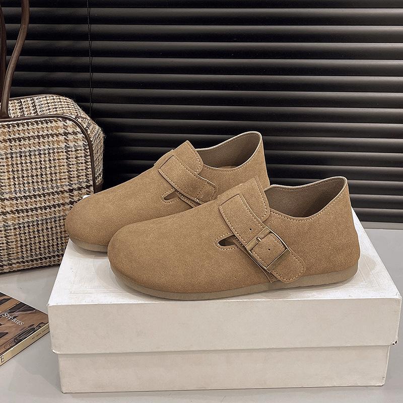 Уродливые милые туфли Mori Boken в стиле ретро, женские туфли на плоской подошве, весна 2025, новые однопедальные ленивые шапочки, туфли на мягкой подошве