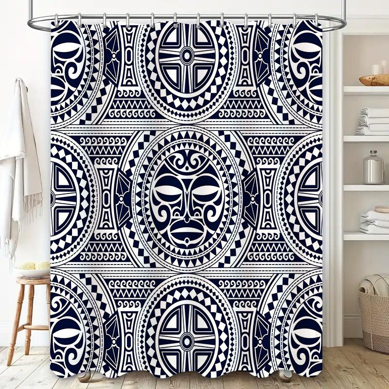 Modern Blue and White Pattern Shower Curtain Fabric Waterproof Bath Decor for Home Decoration 72x84 inches