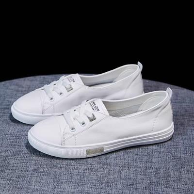 Белые туфли из коровьей кожи с неглубоким вырезом, женские летние, на одной педали, из натуральной кожи, новая повседневная женская обувь на плоской подошве, универсальные одинарные туфли, кеды