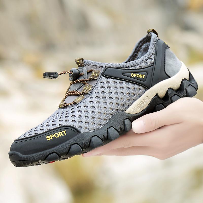 Sandals Men's Summer Mesh Breathable Hollow Mesh Shoes Outdoor Mountaineering Sports Leisure Driving Wading River Beach Shoes