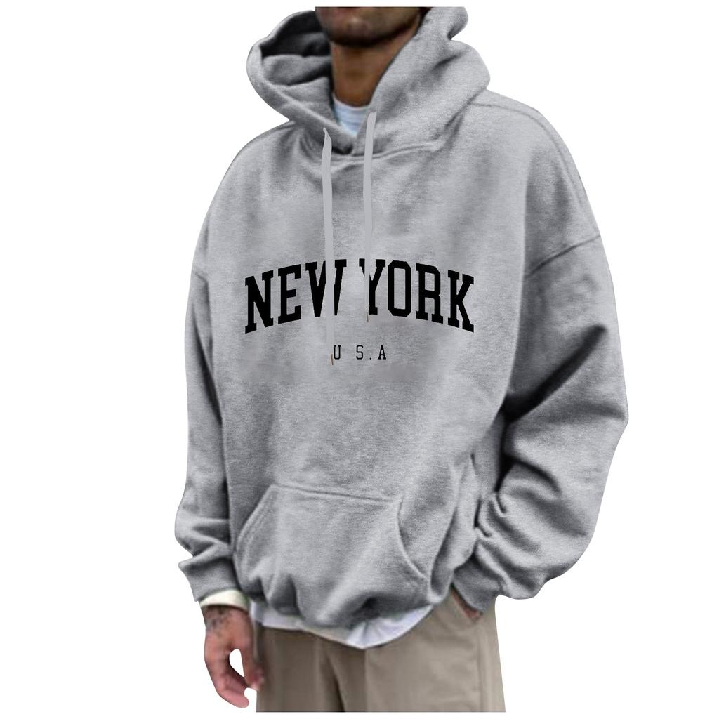 Men's Loose Printed Hooded Sweatshirt Men's Casual Fashion Sports Sweatshirt