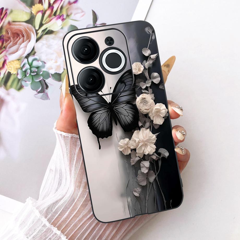 For Itel A80 A90 A95 A70 A60 A60s Phone Case Matte Soft TPU Bumper Cover Cool Cartoon Luxury Butterfly Flower Bow Pattern Funda