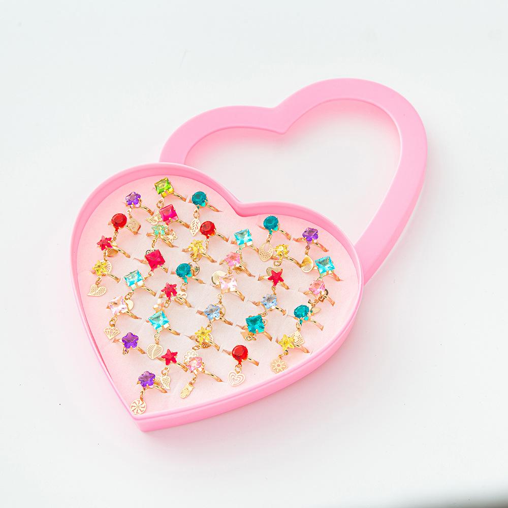 36 шт. мультяшное детское кольцо кольцо принцесса девушки зажим для захвата милое украшение для руки (с коробкой)