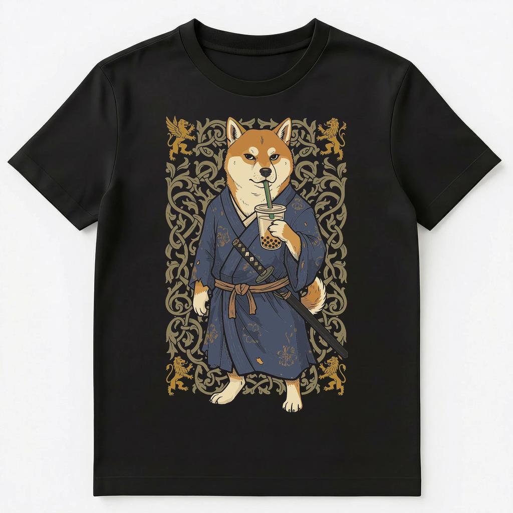 Shiba Inu Owner Boba Tea Samurai Dog Lover Unisex T-shirt Tops Tees Unisex
