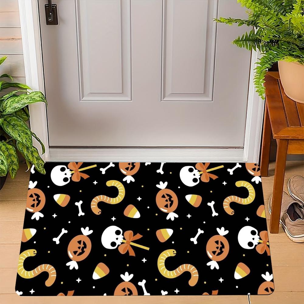 Halloween Candy Corn Door Mat Witch Hat Ghost Carpet Non-Slip Entrance Rug Home Decoration Bat Pumpkin Floor Mat Welcome Mat