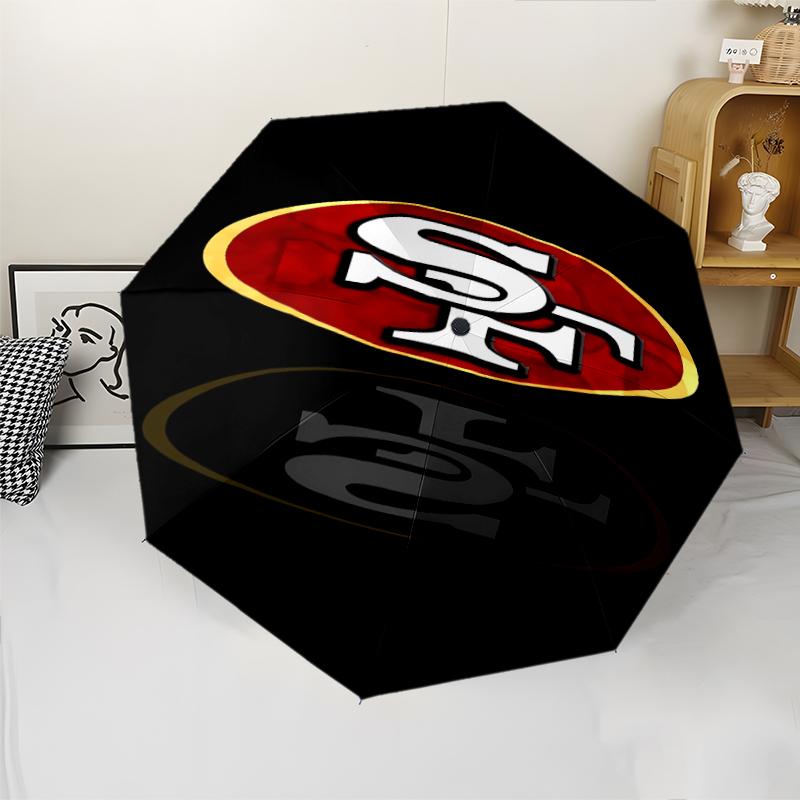 Автоматический зонт с принтом ЛОГОТИПА San Francisco 49ers, 8 спиц, железный каркас, пластиковая ручка, подходит для путешествий на открытом воздухе и на каждый день, идеальный подарок