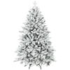 Artificial Christmas tree with snow flocking, 150 cm, Christmas tree with 768 branches, foldable metal stand, green