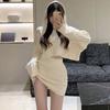 French 2 Piece Set Women Casual Elegant Pullover + Sexy Bodycon Mini Skirt Sweet Vintage Knitted Sweater Suit 2023 Autumn