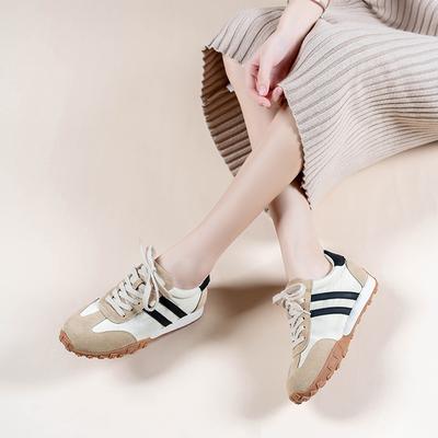 Версия из коровьей кожи~ Су Иинь Мэйгао младшая сестра три полоски цветовая гамма платформа повседневная спортивная обувь женская немецкие тренировочные туфли Форрест Гамп