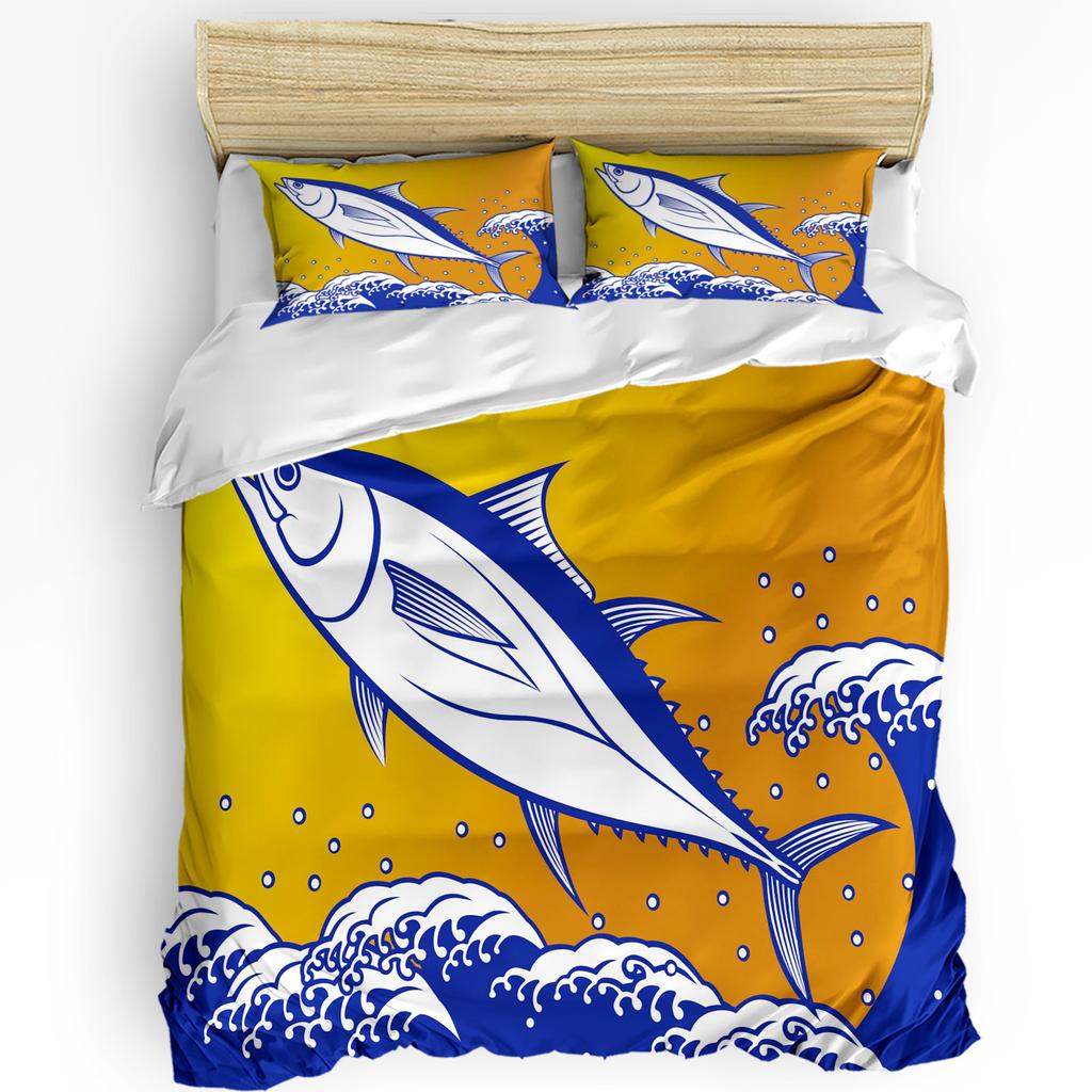 Animal Green Fish Duvet Cover Bed Bedding Collection For Double Home Textile Quilt Cover Pillowcases Bedroom Bedding Collection No Linen