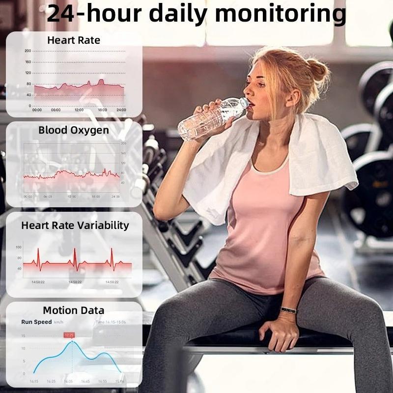 SACOSDING Умный браслет Фитнес-трекер 24-часовой трекер сна Круглосуточный непрерывный монитор сердечного ритма Подсчет шагов Спортивные умные часы-браслет