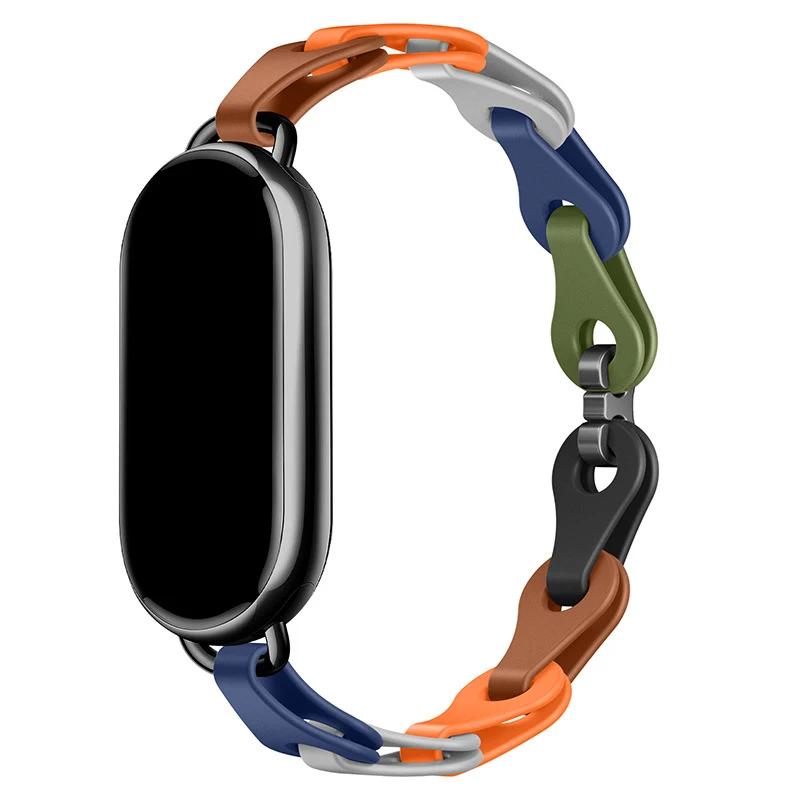 Резиновый ремешок для Xiaomi Mi Band 8 Браслет с пряжкой из нержавеющей стали для Miband 8 NFC Модный женский стиль Запасной силиконовый ремешок