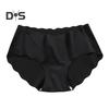 Women Solid Color Mid Rise Briefs Wave Trim Seamless Smooth Thin Female Panties Soft Hip Lifting Underwear