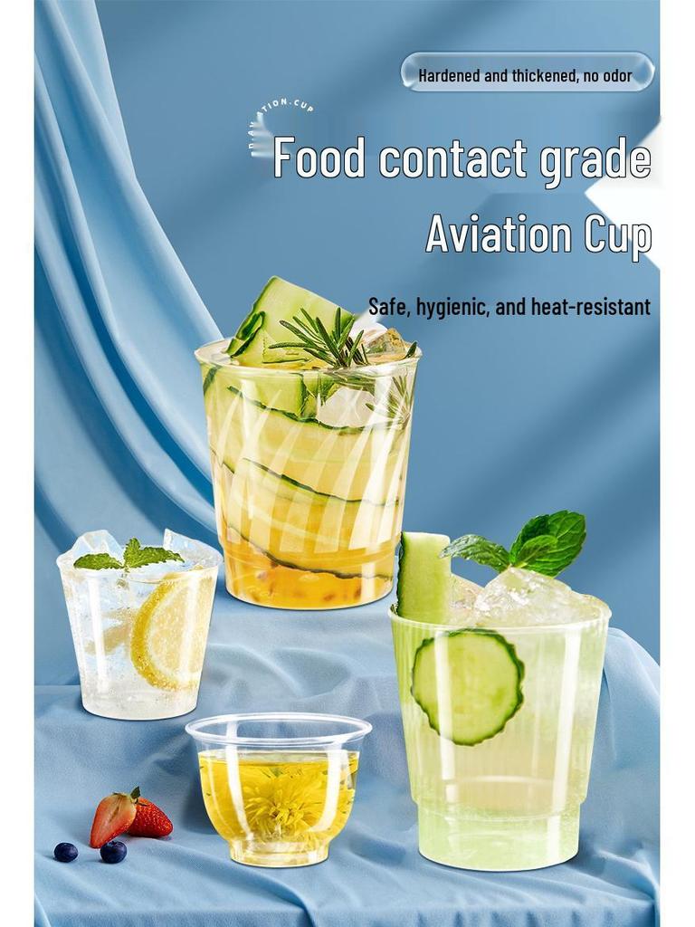 Disposable Transparent Food-Grade Plastic Cups, Thickened for Household & Reception Use