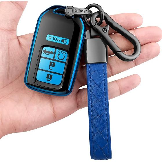Sindeda For Honda Key Fob Cover With Leather Keychain,Soft TPU Full Cover Protection,Key Fob Case Compatible Honda Accord Civic CRV Pilot Odyssey