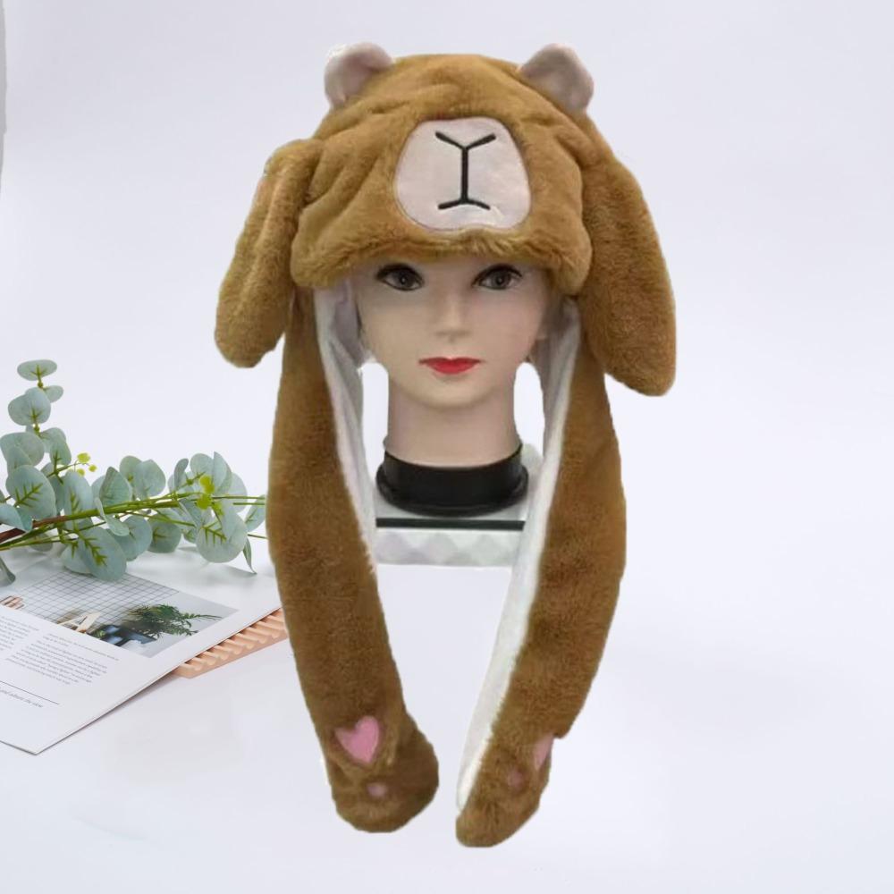 Светящаяся шапка с подвижными ушами в виде капибары, плюшевая шапка в виде панды, игрушки, прыгающая шапка в виде капибары, подарки на день рождения