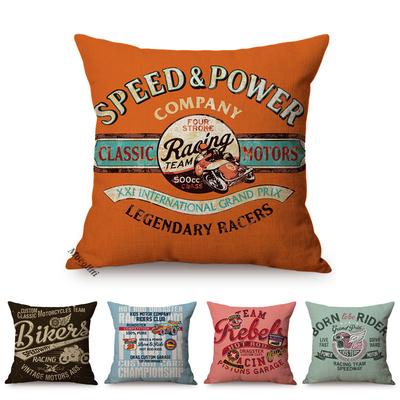 1986S Vintage Motorcycle Style Cushion Cover Letter Poster Cool Punk Cartoon Decorative Linen Car Sofa Throw Pillow Case Cojines