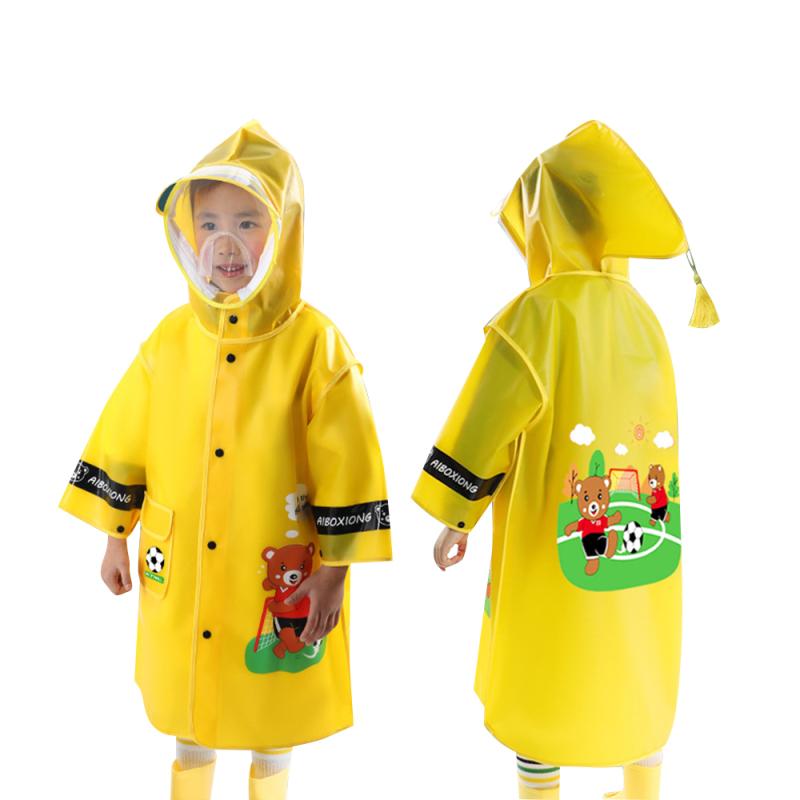 Детский плащ, милое пончо с мультяшным принтом и съемной водонепроницаемой защитной маской для мальчиков и девочек
