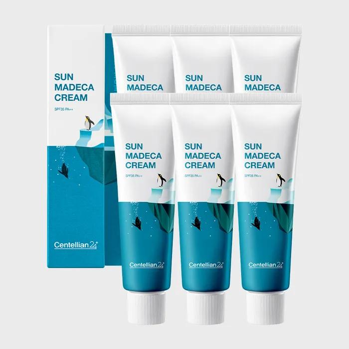 Dongkook Pharmaceutical Centellian 24 Sun Madeca Cream 50ml 6ea Cooling UV Protection Sun Cream Moisturizing Soothing Ice Tech Photoaging Bottle Grass