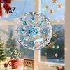 Lightweight Christmas Wall Ornaments 2D Acrylic Hanging Ornaments, Stained Glass Style Snowman Santa Snowflake Holiday Window Decorations for