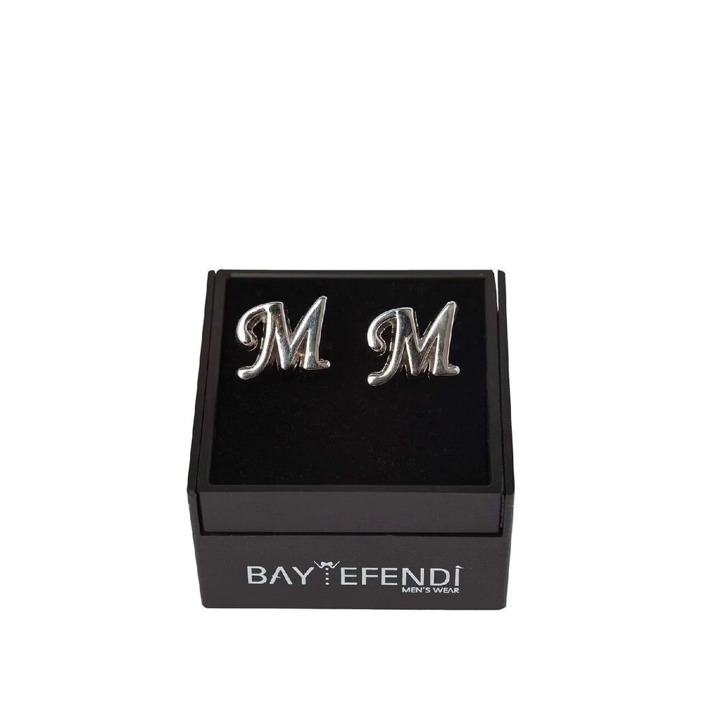 Персонализированная запонка серебряного цвета с буквой А