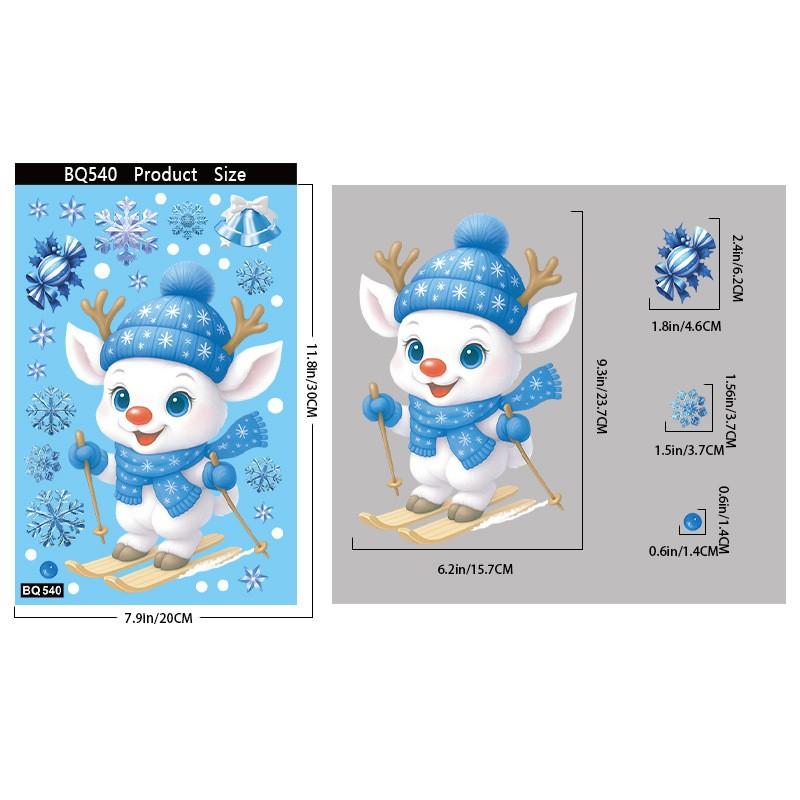 Christmas Decorations: Snowman, Snowflake, Glass Stickers, Christmas Party Decorations, Static Stickers.