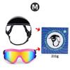Pet Safety Helmet and Goggles Set with Breathable Lining Impacts Resistant Frame Travel Gear for Large Breeds Riding