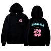 Hibiscus Flower Hoodie Unisex Double Sided Pullover Sweatshirt, HONOLULU Hawaii Print, Cute Floral Graphic & Small Chest Print,