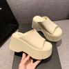 Fashion 8CM PU Leather Platform Wedge Flats Slippers Platform Sneaker Female Beach Flip Flops Shoes Super Heel New Women Summer Designer